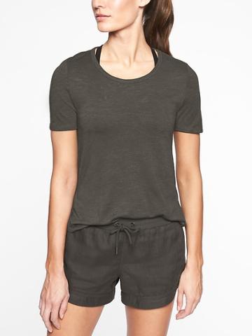 Athleta Womens Breezy Tee Black Olive Size S