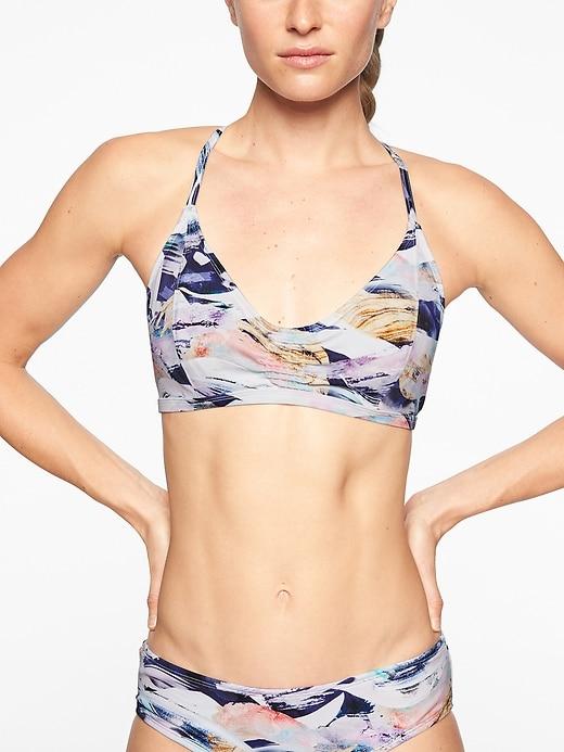Athleta Womens Vivid Smocked Bikini Top Dress Blue Size 32b/c
