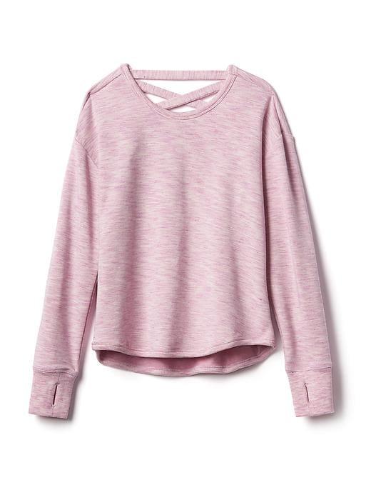 Athleta Criss Cross Back Sweatshirt Size L/12 - Budding Lilac Heather