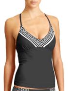 Athleta Womens Encinitas Tankini Size 32b/c Tall - Black Border