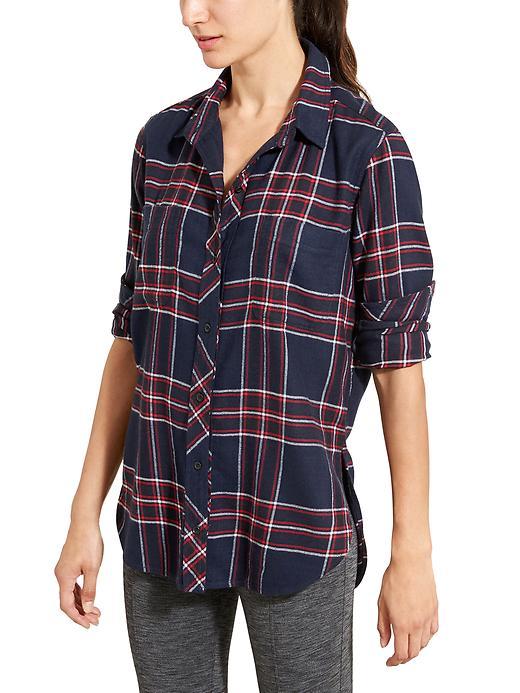 Athleta Womens Lumberjill Shirt Size L Petite - Navy