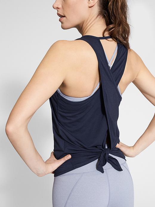 Athleta Womens Essence Tie Back Tank Size M Tall - Navy