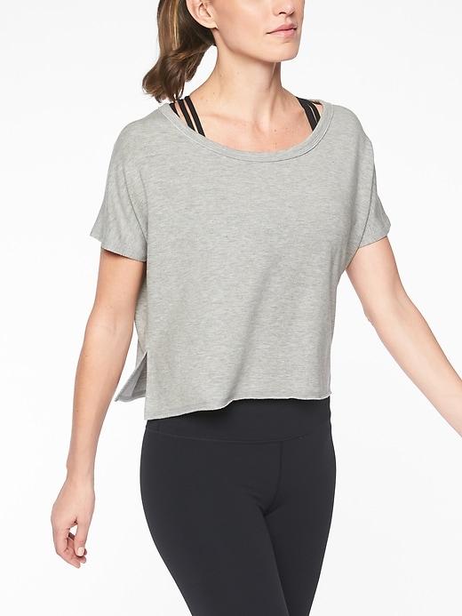 Athleta Womens Unwind Crop Sweatshirt Grey Heather Size S