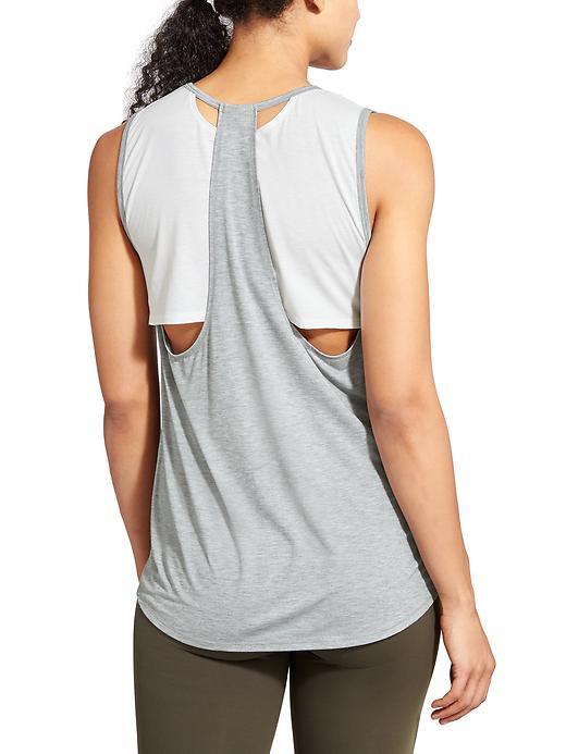 Athleta Womens Essence Cross Back Tank Size L - Light Grey Heather/bright White