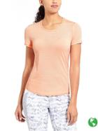 Athleta Womens Shadow Stripe Chi Tee Size L Tall - Energetic Peach