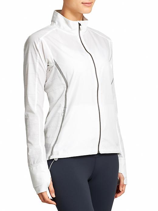 Athleta Womens Stripe Sparkler Jacket Size L - Bright White/silver Shimmer