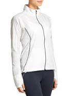 Athleta Womens Stripe Sparkler Jacket Size L - Bright White/silver Shimmer