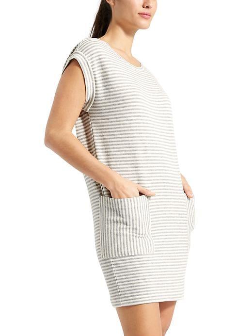 Athleta Womens Ease Up Sweatshirt Dress Size L Tall - Grey Stripe