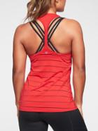 Athleta Womens Stripe Mesh High Neck Chi Tank Radiant Red Size Xxs