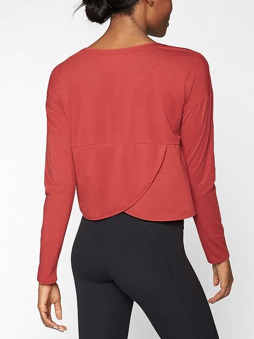 Athleta Womens Studio Crop Long Sleeve Brick Red Size S
