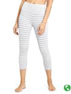 Athleta Womens High Rise Heather Stripe Chaturanga Capri Size M Tall - Light Grey Heather/white