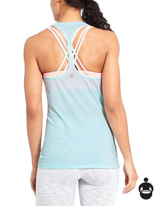 Athleta Womens High Neck Shadow Stripe Chi Tank Size Xl - Blue Tint