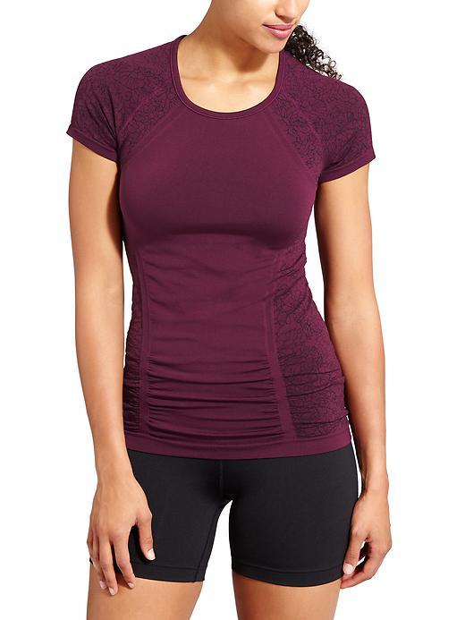 Athleta Womens Sketch Floral Fastest Track Tee Size L - California Plum