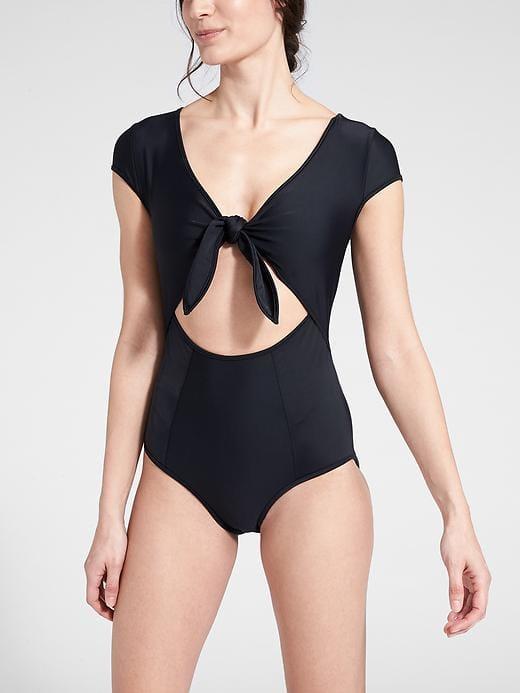 Athleta Womens Wave Break Tie One Piece Black Size Xxs