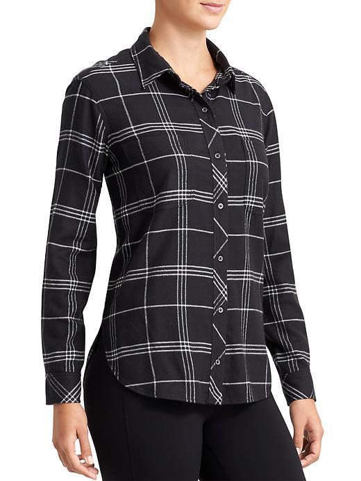 Athleta Womens Lumberjill Shirt Windowpane Size L - Black/dove