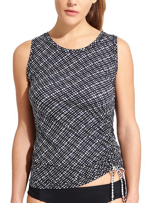 Athleta Womens Vichy Side Scrunch Rashguard Size L - Black
