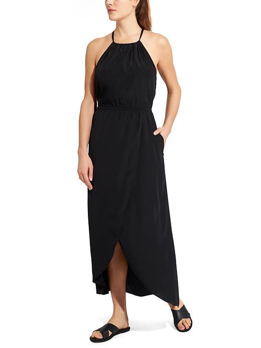 Athleta Womens Ripple Maxi Dress Size S Tall - Black