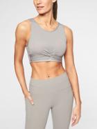 Athleta Womens Twist Crop Top Silver Grey Size L