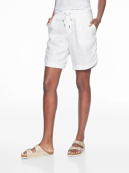 Athleta Womens Bali Linen Bermuda White Size 6
