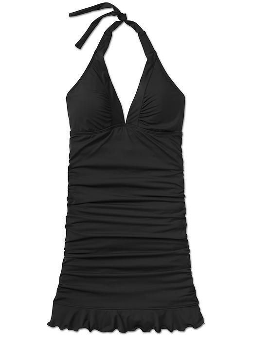 Athleta Womens Shirrendipity Halter Swim Dress Size S Tall - Black