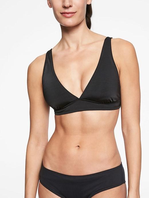 Athleta Womens Aqualuxe Plunge Bikini Top Black Size Xs