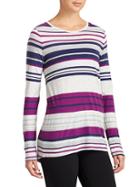 Athleta Womens Transcend Stripe Top Size L - Grey Heather/ Indigo