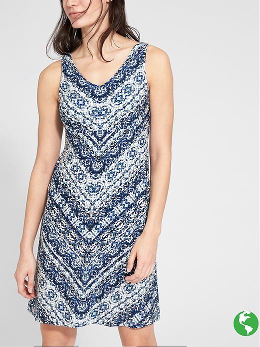 Athleta Womens Printed Santorini Dress 3.0 Size L Tall - Nomatic Chevron Cool