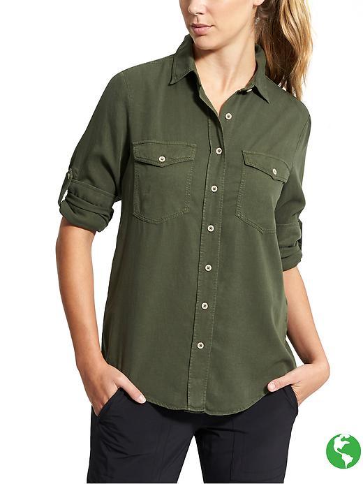 Athleta Womens Sea Breeze Shirt Size S - Forest Green