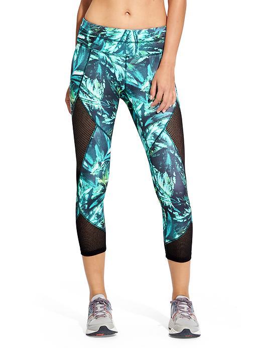 Athleta Womens Napali Mesh Sonar Capri Size L - Green