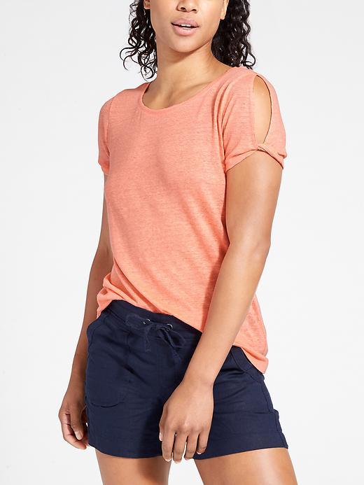 Athleta Womens Zephyr Tee Size L - Tango Coral