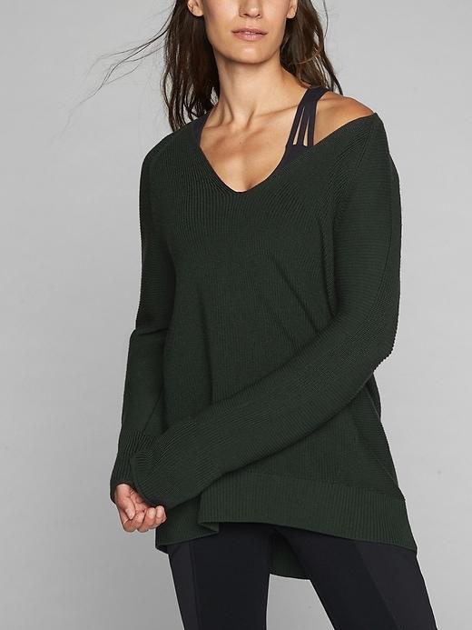 Athleta Womens Merino V&#45neck Sweater Wet Moss Size Xxs