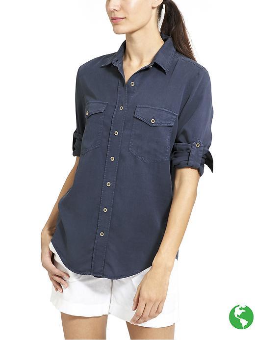 Athleta Womens Sea Breeze Shirt Size S - Dress Blue
