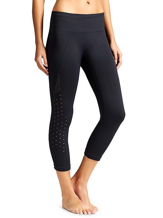 Athleta Womens Power Through Mesh Capri Black Size Xl