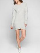 Athleta Womens Criss Cross Stripe Dress Size M Tall - Light Grey Heather/ Bright White