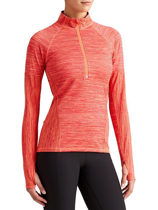 Athleta Womens Affinity Space Dye Half Zip Size L Tall - Ember Orange Space Dye