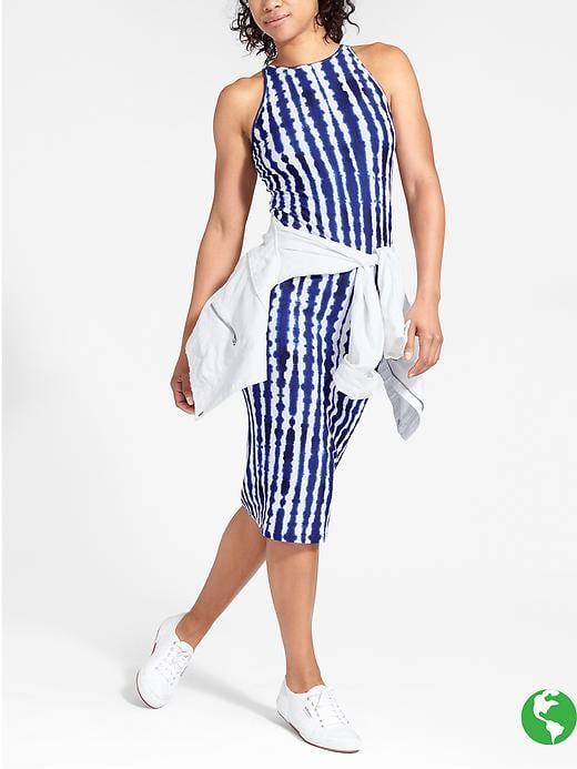 Athleta Womens Tidal Midi Dress Size M - Navy Beachcomber Print
