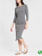 Athleta Womens Comeback Midi Dress Size M Petite - Silver Bells/grey Heather Stripe
