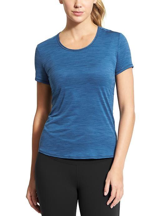 Athleta Womens Shadow Stripe Chi Tee Size L Tall - Blue Void