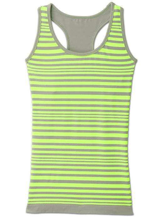 Athleta Womens Neon Stripe Racerback Tank Size M - Highlighter Yellow/grey Stripe