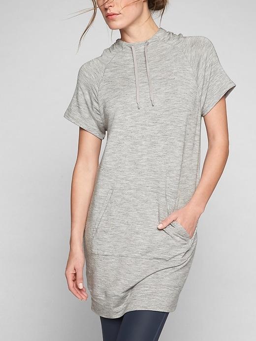 Athleta Womens Coaster Short Sleeve Sweatshirt Dress Marl Grey Heather Size L