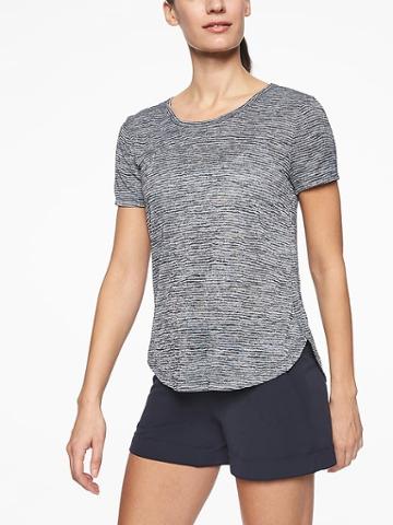 Athleta Womens Breezy Tee Stripe Navy/ Bright White Size S