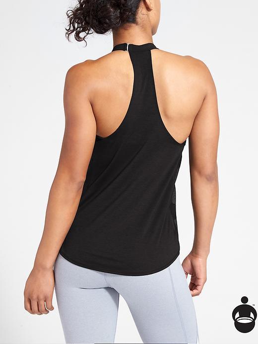 Athleta Womens T Back Lattice Tank Size L - Black