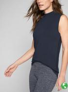 Athleta Womens Threadlight Relaxed Mock Neck Tank Size L - Navy