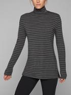 Athleta Womens Threadlight Stripe Layering Turtleneck Charcoal Heather/ Black Size L