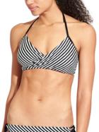 Athleta Womens Slash Stripe Halter Bikini Size Xl - Black Stripe