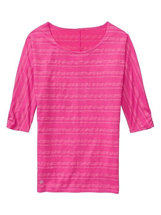 Athleta Womens Shimmer Stripe Dory Dolman Light Brilliant Magent Size Xl