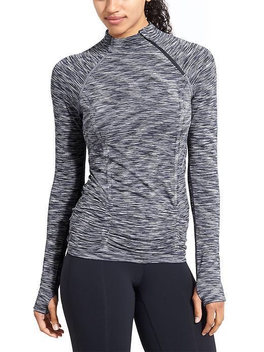Athleta Womens Fastest Track Asym Half Zip Space Dye Size M - Cobblestone Space Dye