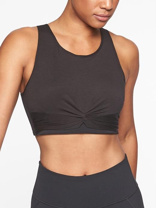 Athleta Womens Twist Crop Top Black Size L