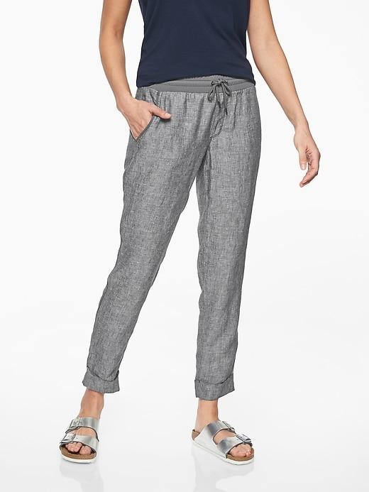 Athleta Womens Bali Linen Ankle Pant Flint Grey Heather Size 8