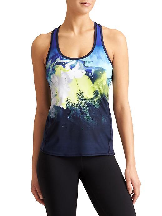 Athleta Womens Chi Tank Mercury Print Size L - Navy Multi